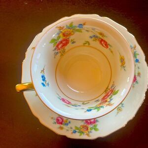Thomas ivory Rosemont gold trim floral cup and saucer